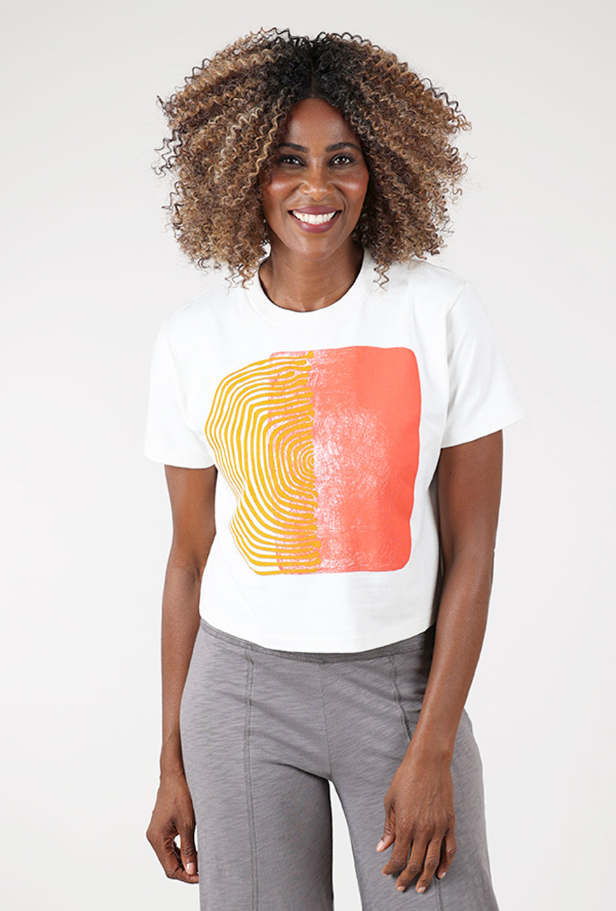Go To Devil Two Parts Elaine Boxy Tee, Bone 