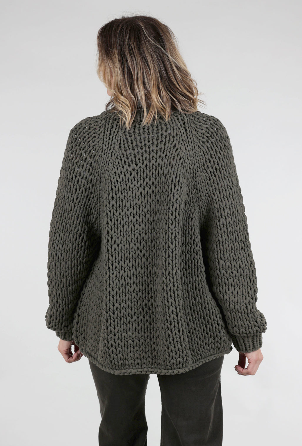 Margaret O'Leary Chunky Handknit Cardie, Olive One Size Olive