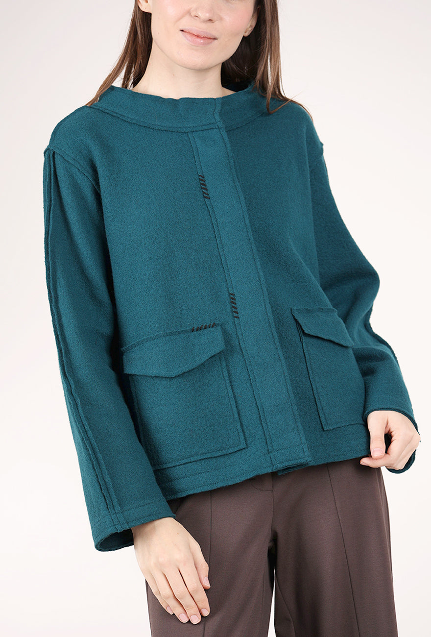 Olivia by Habitat Boiled Wool Snappy Jacket, Marine 