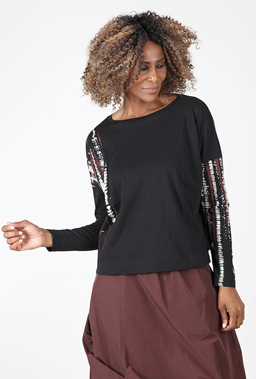 Ozai Printed Sleeves Tee, Black 