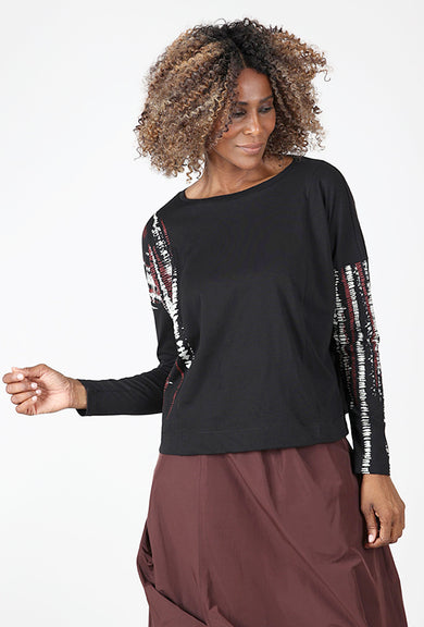 Ozai Printed Sleeves Tee, Black 