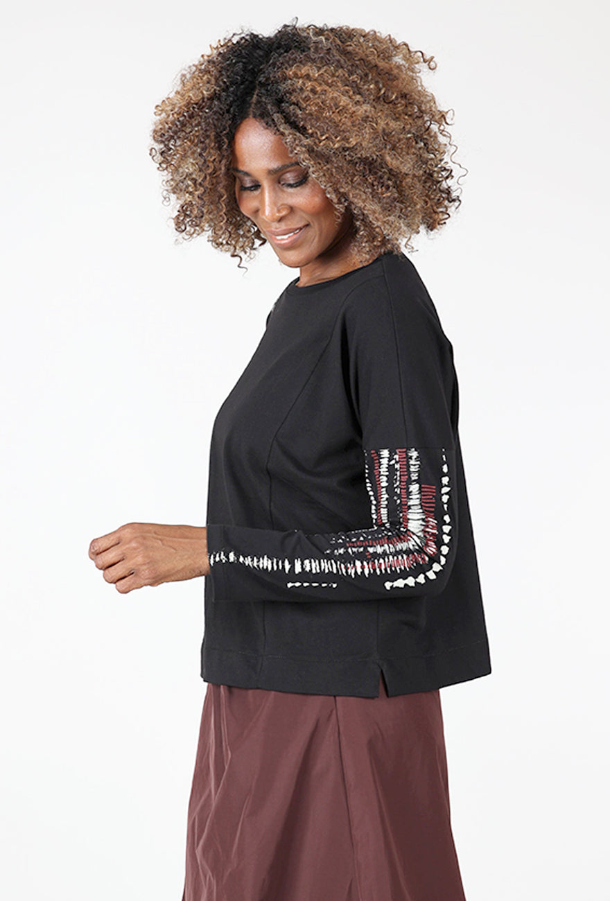 Ozai Printed Sleeves Tee, Black 