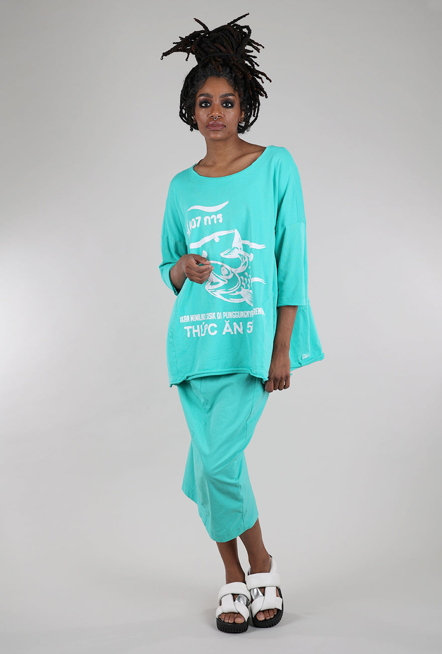 Rundholz French Terry Swing Top, Aqua Print 