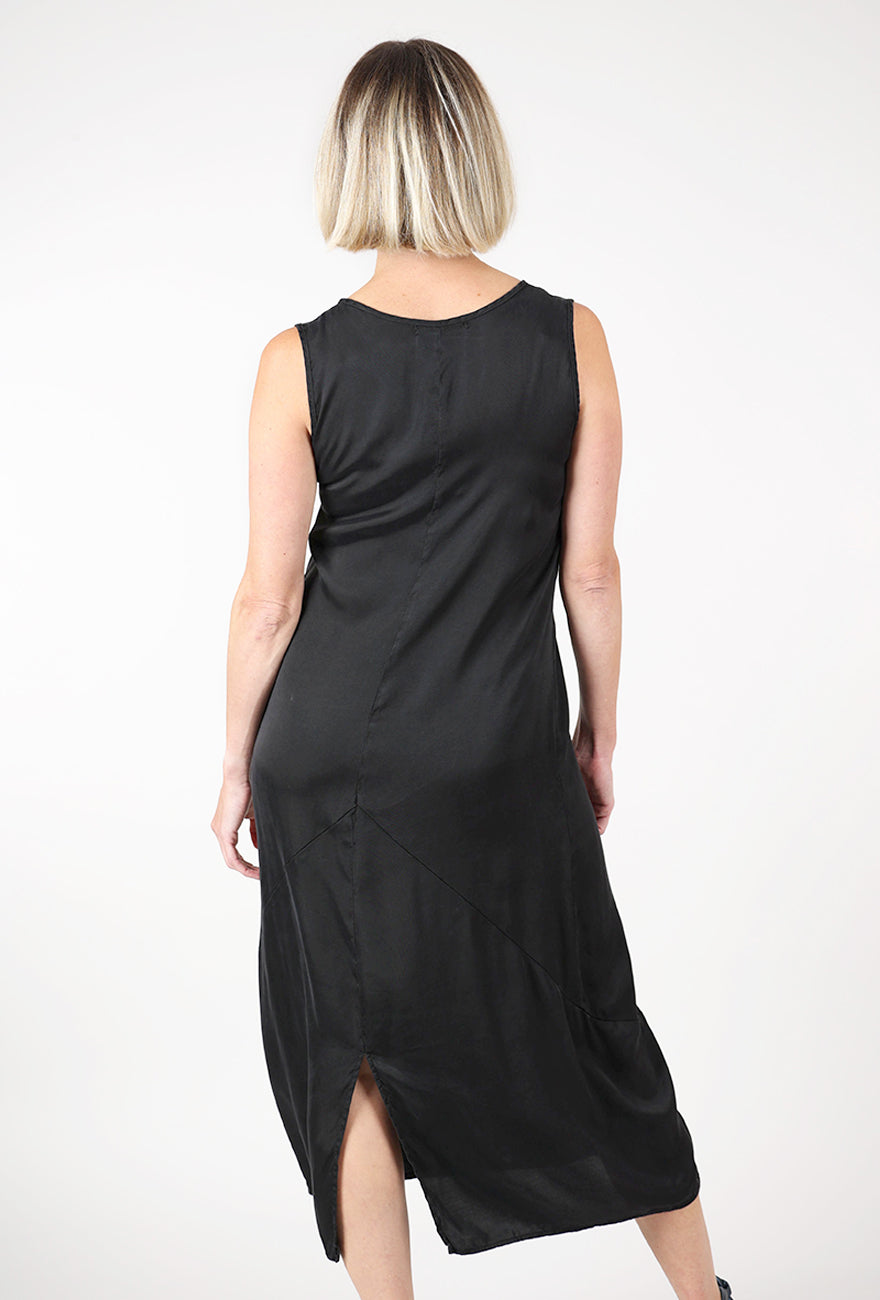 Cut Loose Vintage Satin Slip Dress, Black 