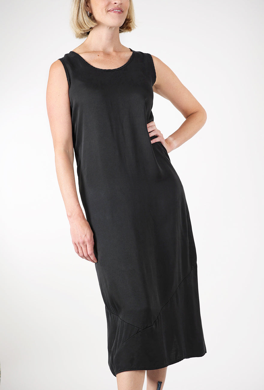 Cut Loose Vintage Satin Slip Dress, Black 