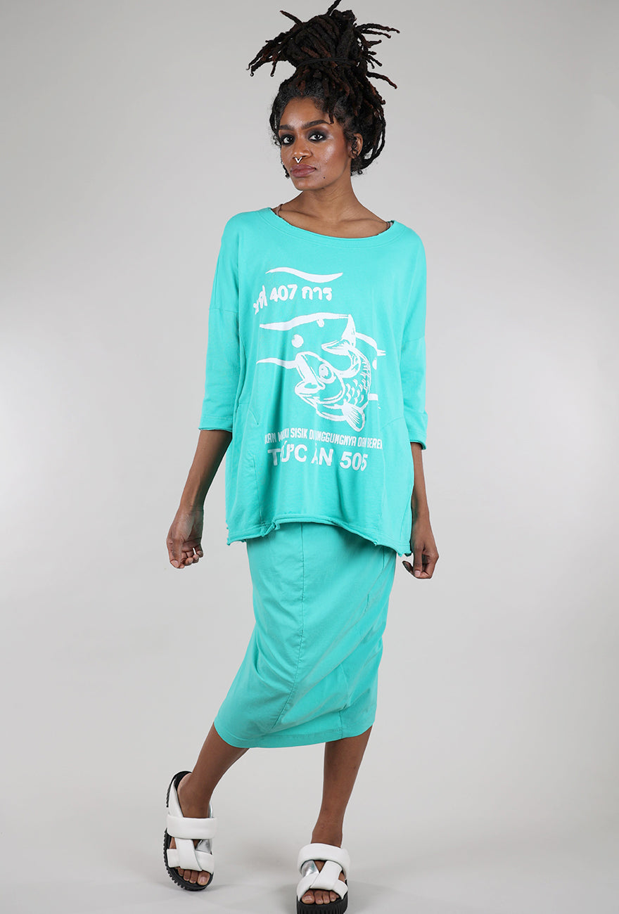 Rundholz French Terry Swing Top, Aqua Print 