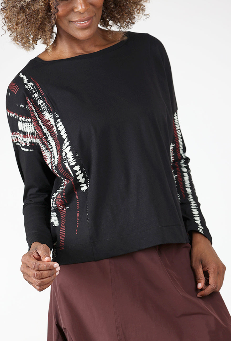 Ozai Printed Sleeves Tee, Black 