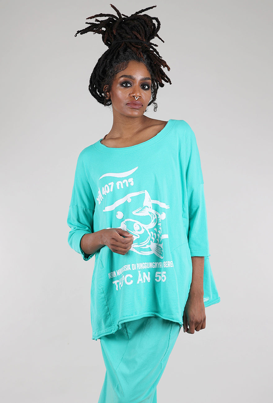 Rundholz French Terry Swing Top, Aqua Print 