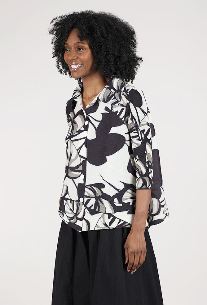 Vanite Couture Abstract Floral Bounce Blouse, Black/White 