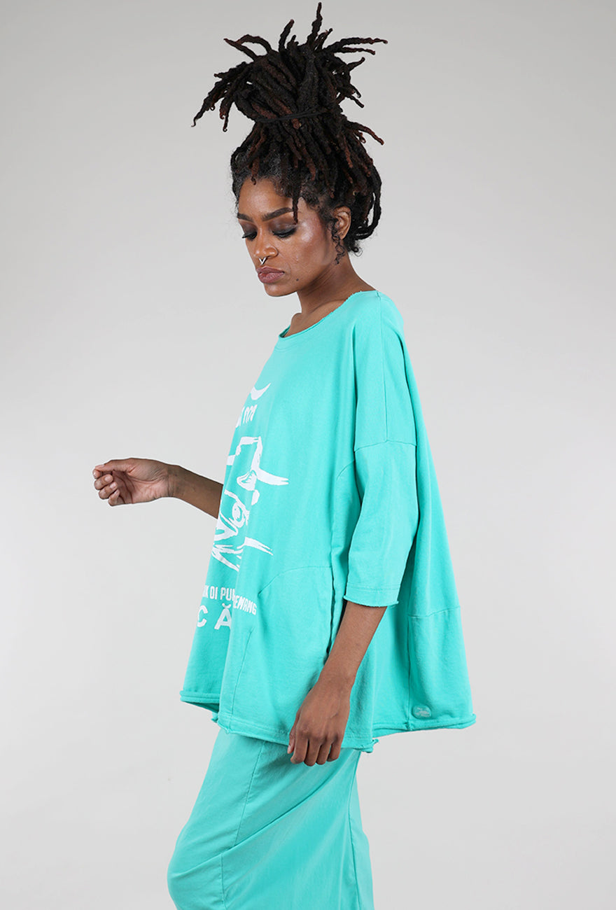 Rundholz French Terry Swing Top, Aqua Print 