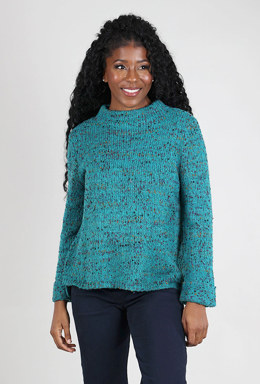 Habitat Confetti Yarn Funnel Pullover, Teal 