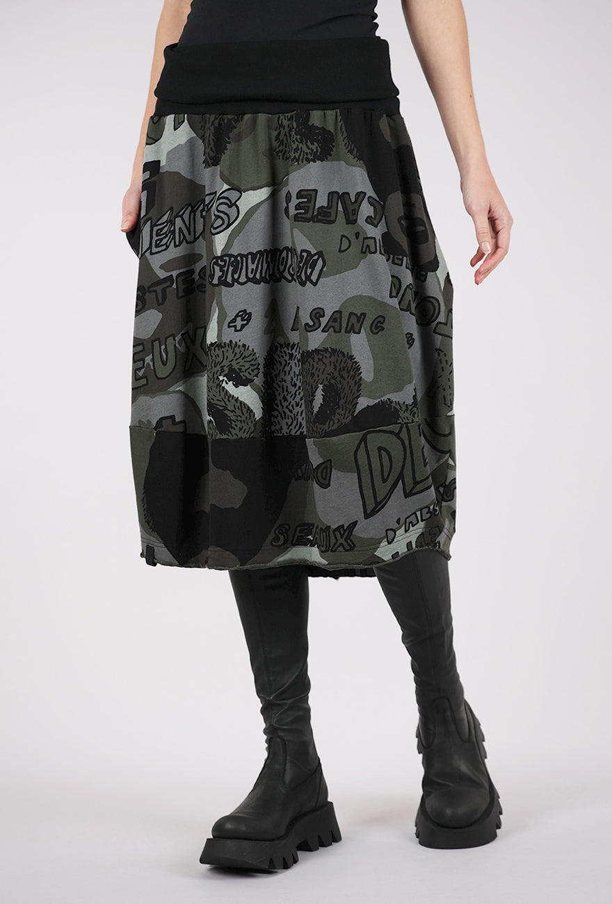 Rundholz Foldover-Waist French Terry Skirt, Jungle Multi 