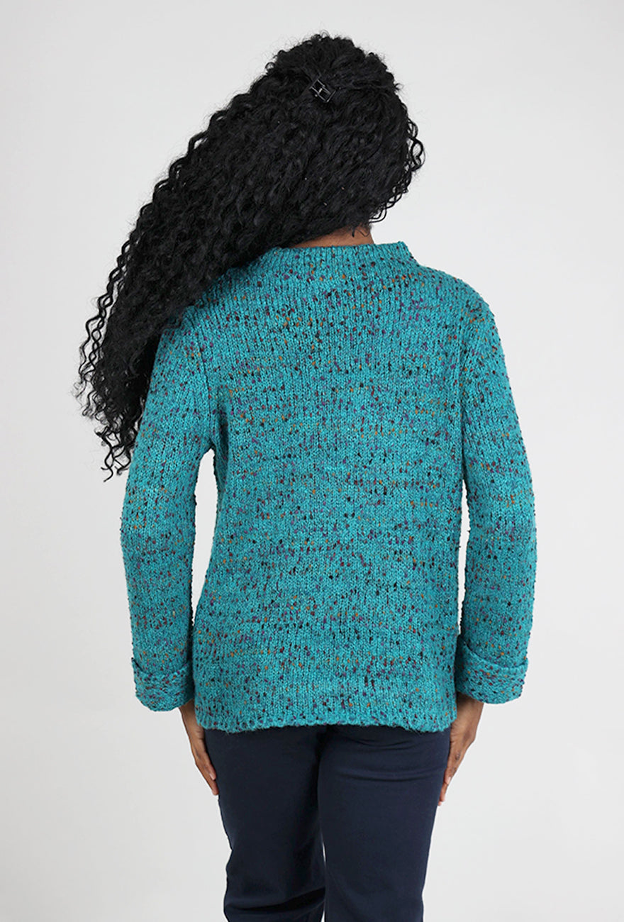 Habitat Confetti Yarn Funnel Pullover, Teal 