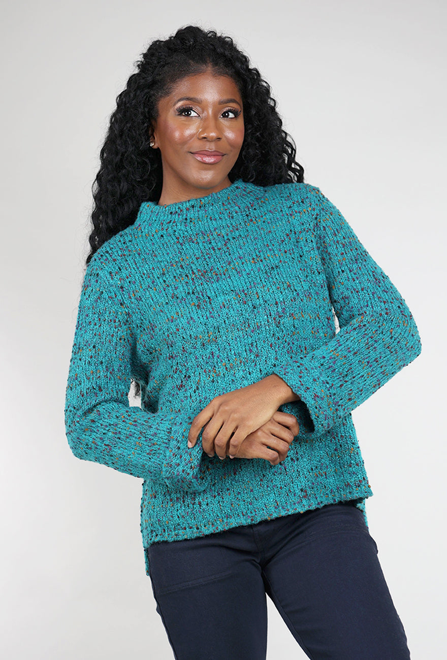 Habitat Confetti Yarn Funnel Pullover, Teal 