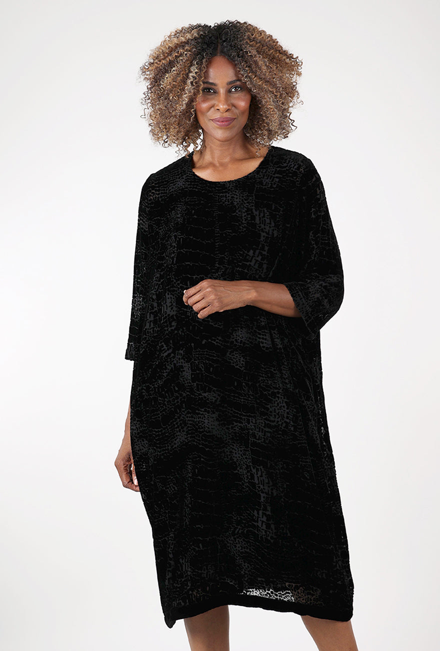 Velvet Burnout Viva Dress, Black