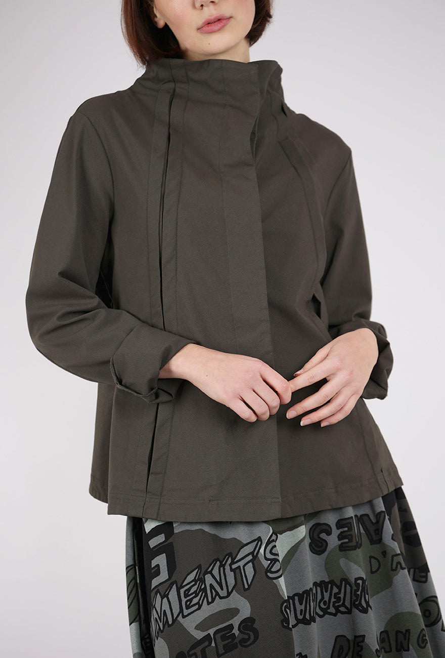 Rundholz Inset Pleat Textured Cotton Jacket, Jungle Medium Jungle