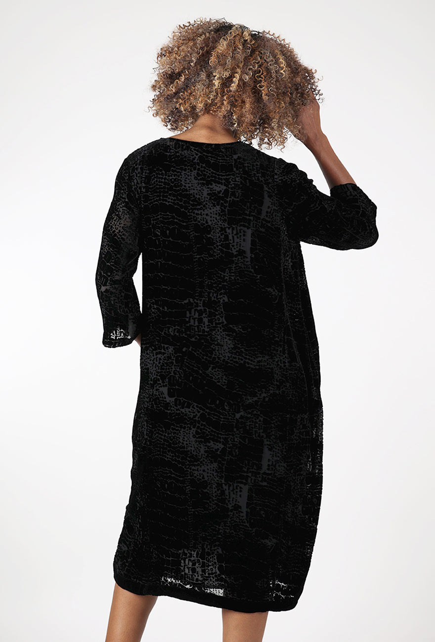 Velvet Burnout Viva Dress, Black