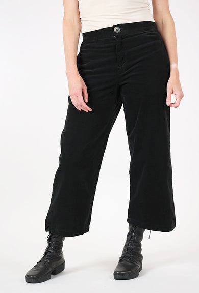 Cut Loose Straight Crop Cord Trouser, Black 