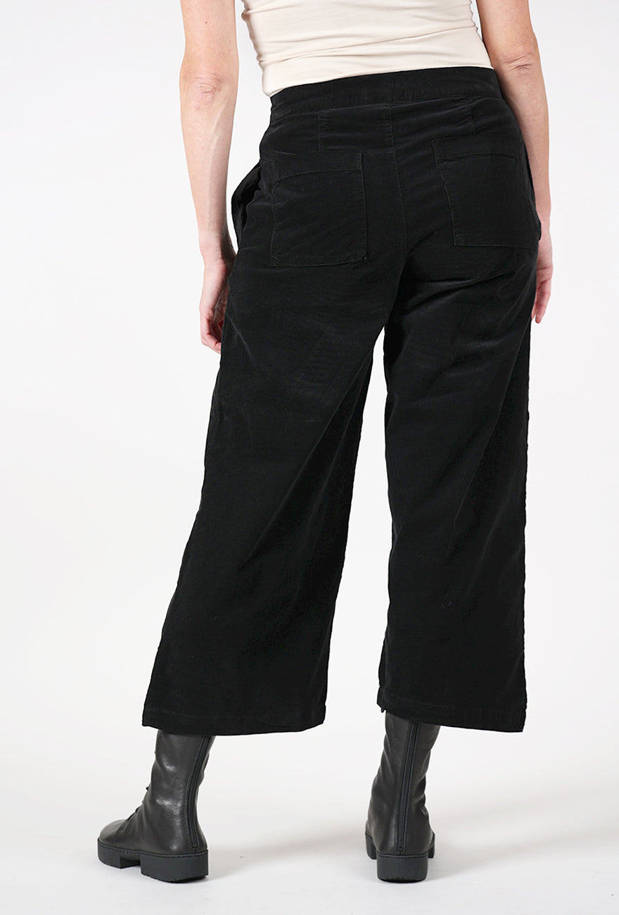 Cut Loose Straight Crop Cord Trouser, Black 