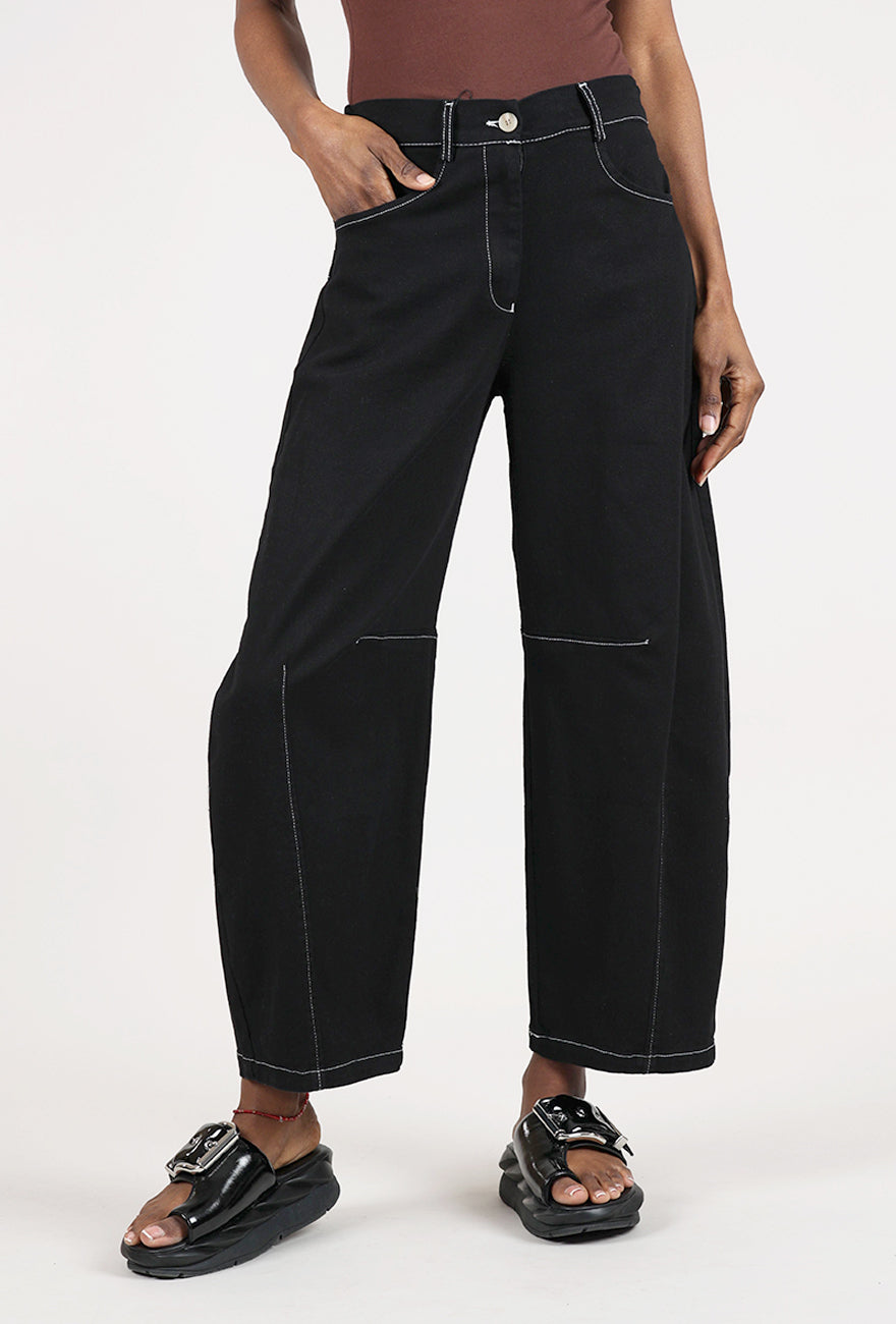 Alembika Contrast Seam Twill Pant, Black 