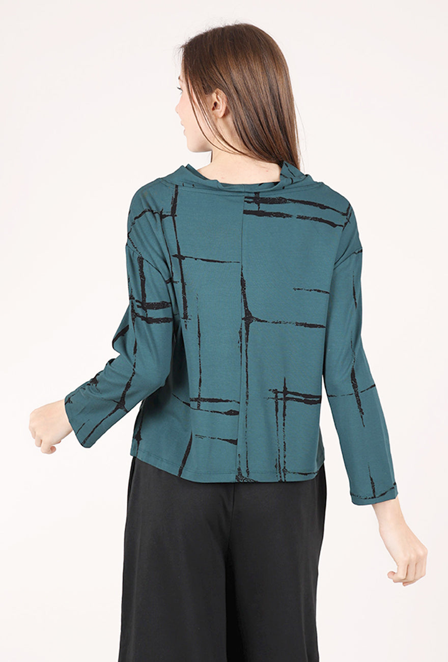 Olivia by Habitat Arthouse Grid Effortless Pullover, Marine 