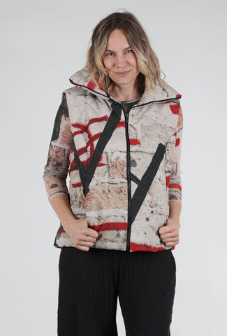 Ozai Graffiti Puffer Vest, Red 