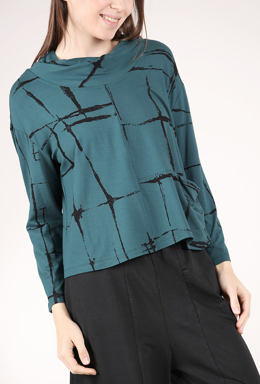Olivia by Habitat Arthouse Grid Effortless Pullover, Marine 