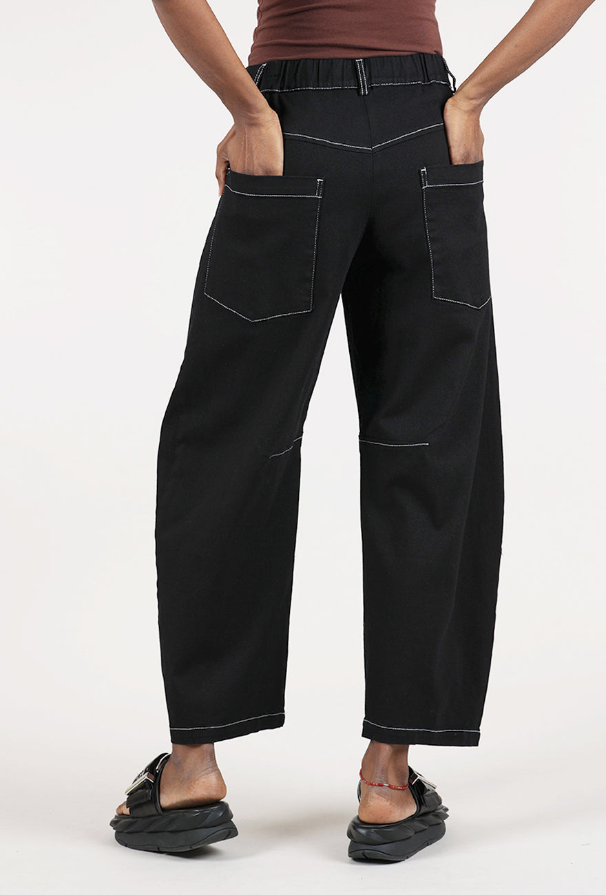 Alembika Contrast Seam Twill Pant, Black 