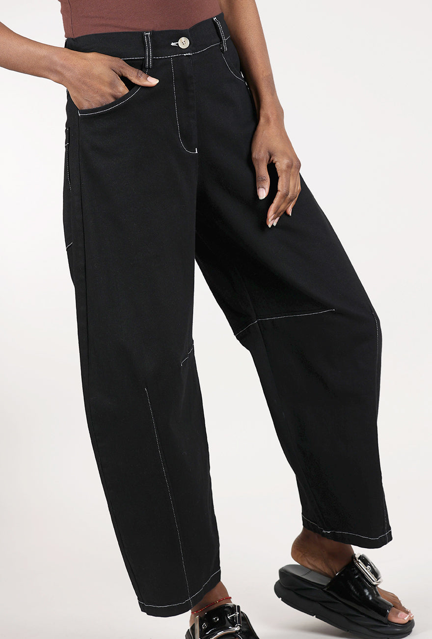 Alembika Contrast Seam Twill Pant, Black 