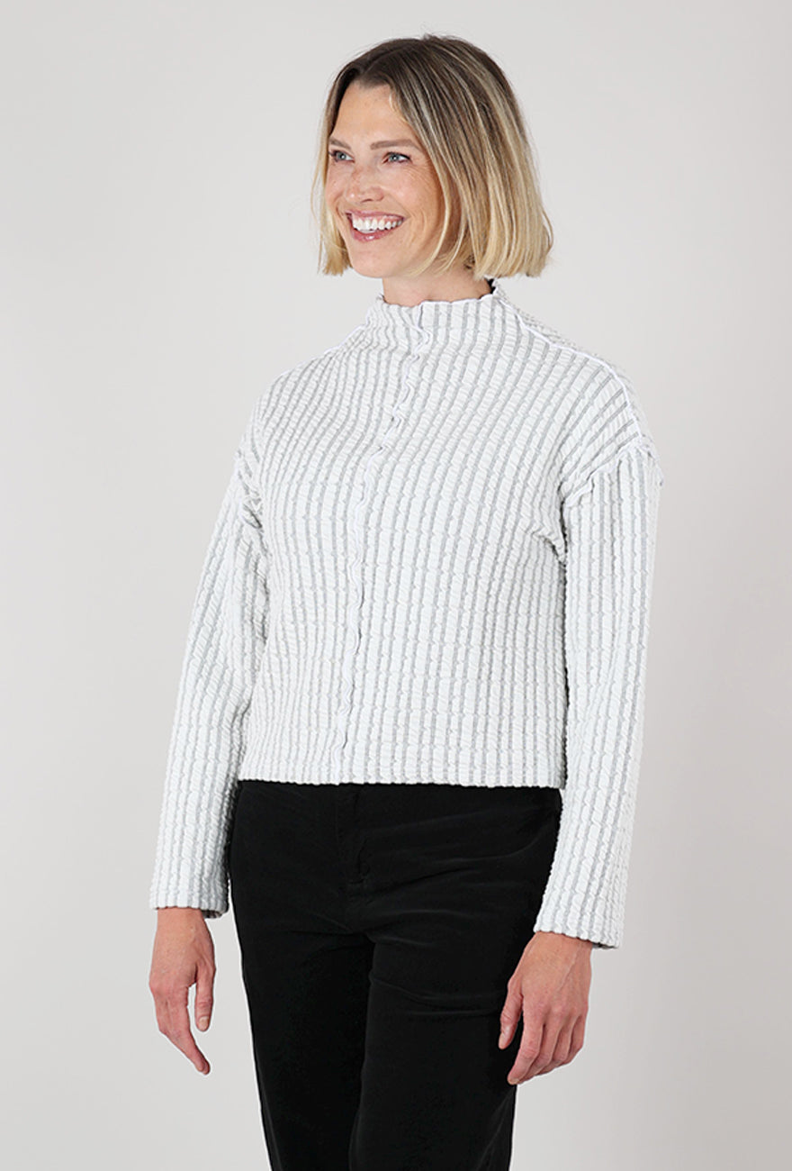 Cut Loose Texture Stripe Funnel Pullover, Laundered 