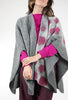 Go Lightly Boiled-Wool Dot Cape, Gray/Pink 