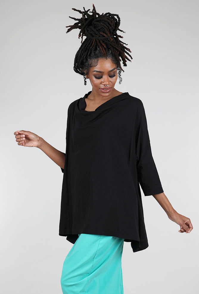 Rundholz Luxe Jersey Drape Neck Box Top, Black 