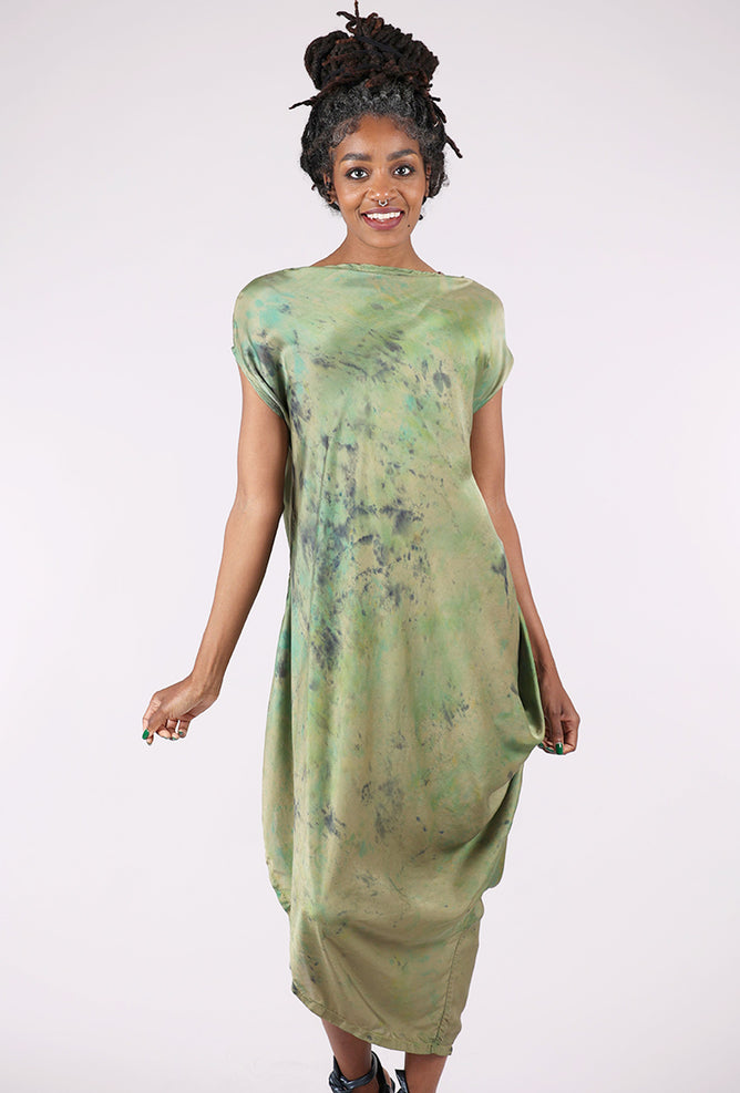 Messy Dye Siren Dress, Olive