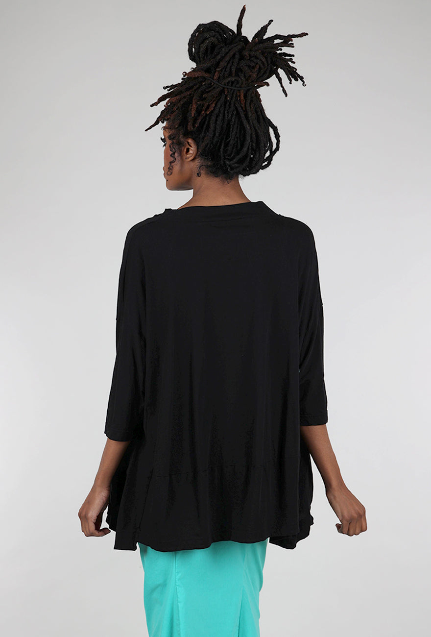 Rundholz Luxe Jersey Drape Neck Box Top, Black 