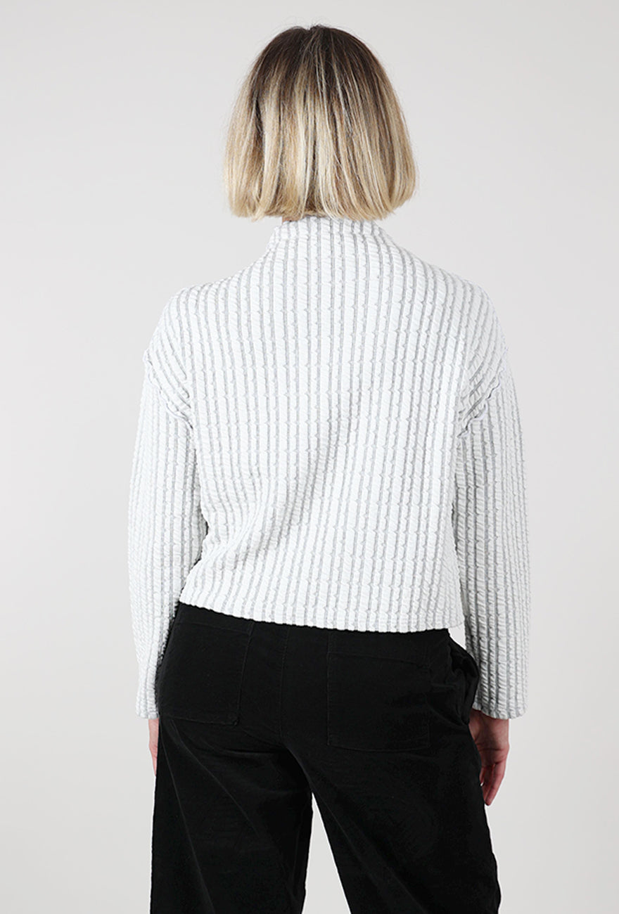 Cut Loose Texture Stripe Funnel Pullover, Laundered 