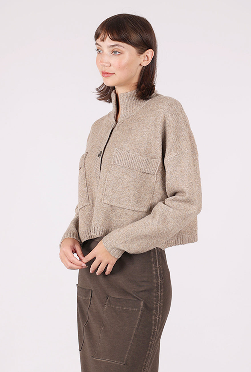 Grade & Gather High Collar Cardie, Natural 