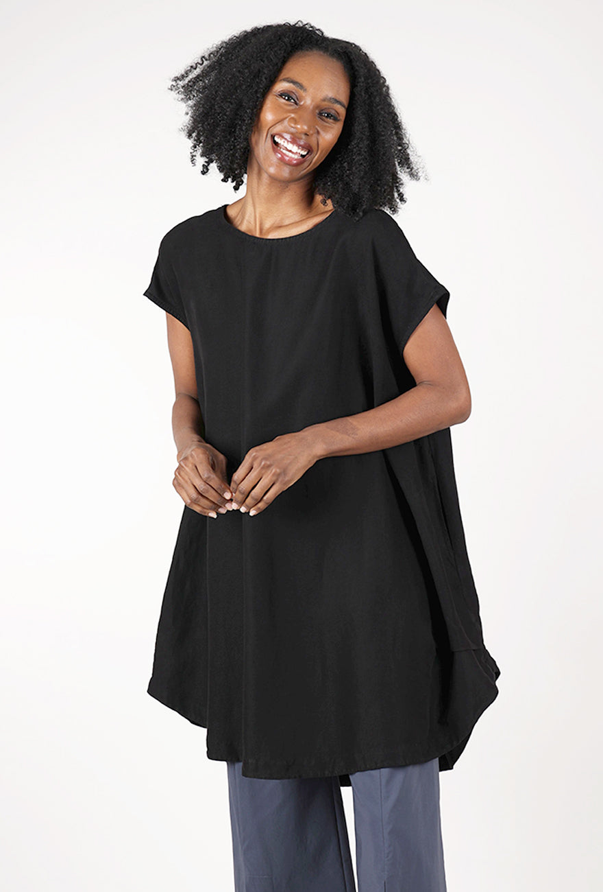 Eleven Stitch Side Tuck Summer Tunic, Black 