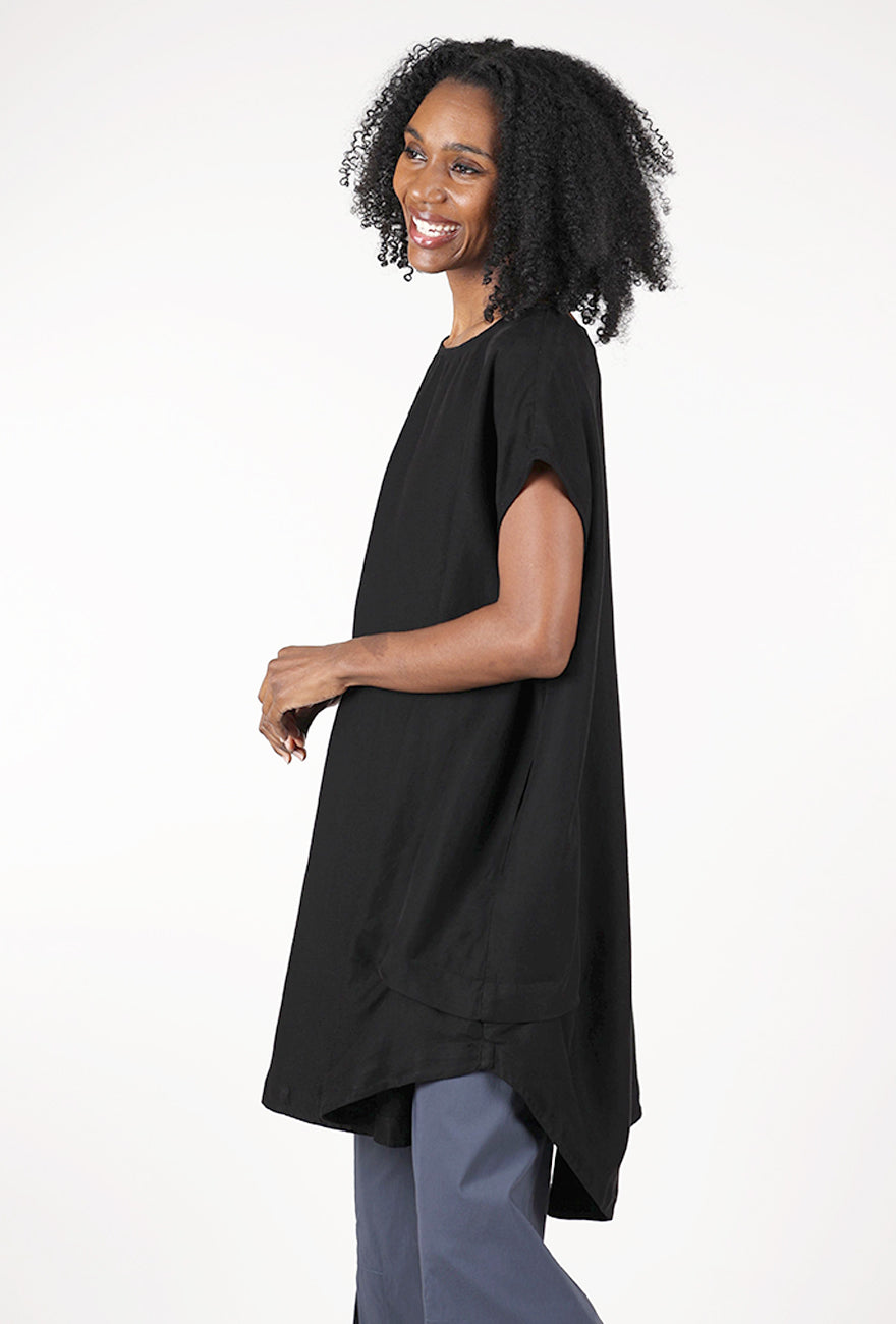 Eleven Stitch Side Tuck Summer Tunic, Black 