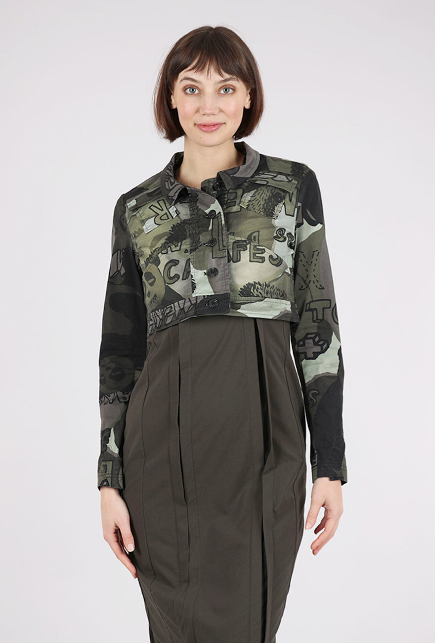 Rundholz Cropped Stretch Twill Jacket, Jungle Multi 