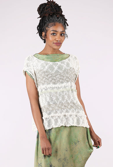 Artists & Revolutionaries Mossy Silk-Linen Hand-Knit Sweater Vest, Cream/Sage 