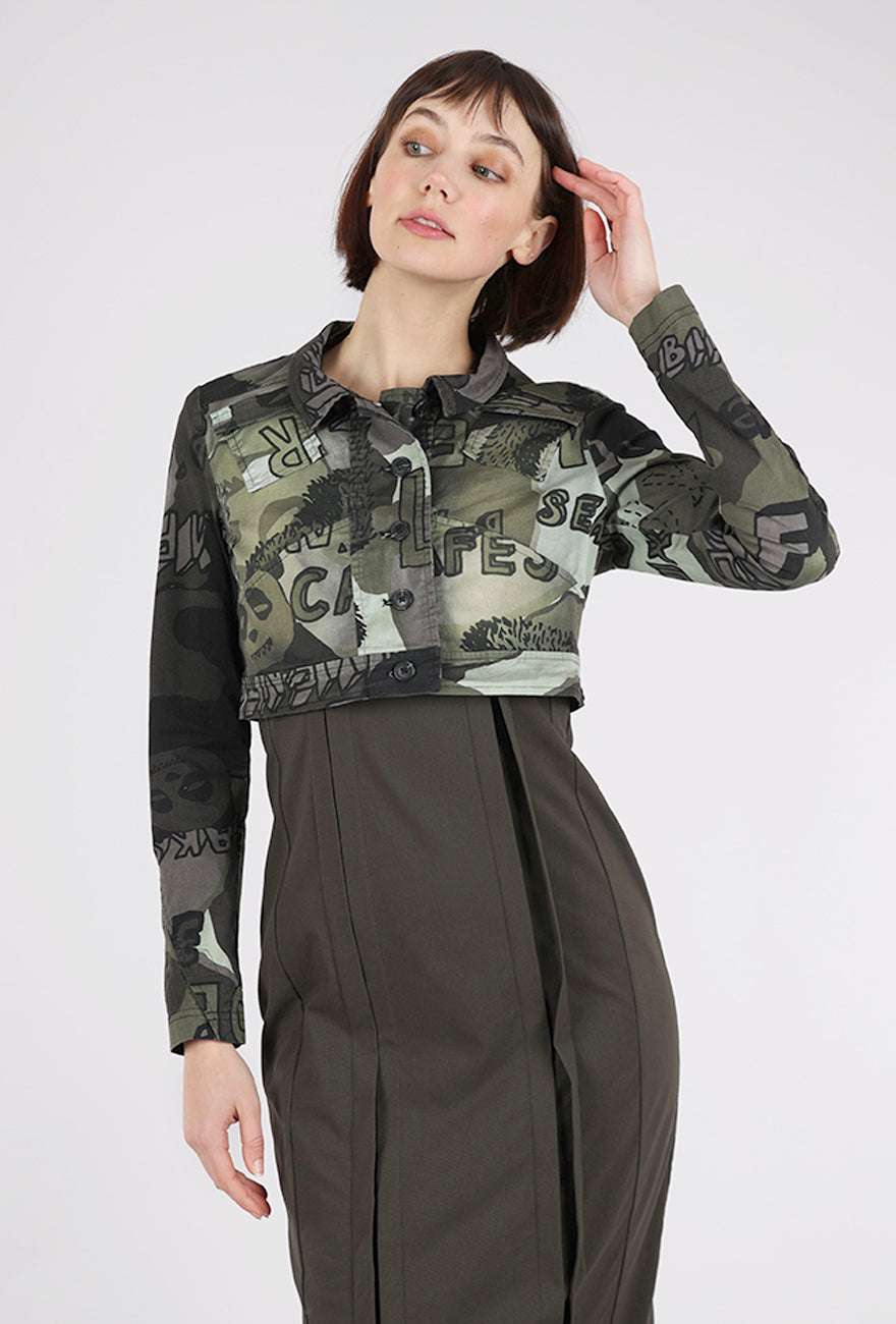 Rundholz Cropped Stretch Twill Jacket, Jungle Multi 