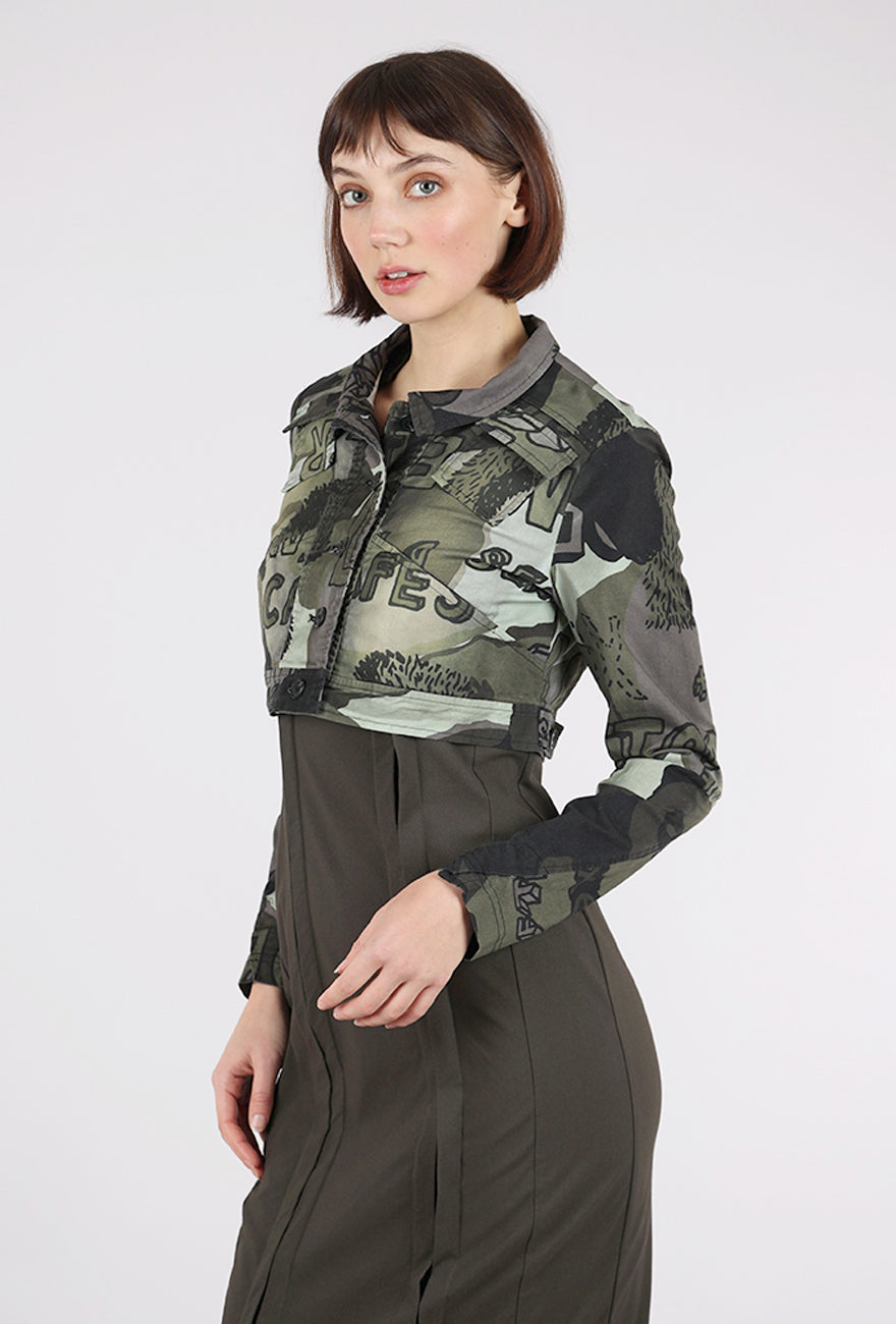 Rundholz Cropped Stretch Twill Jacket, Jungle Multi 