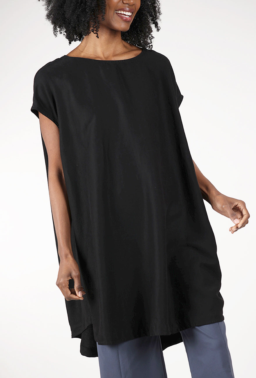 Eleven Stitch Side Tuck Summer Tunic, Black 