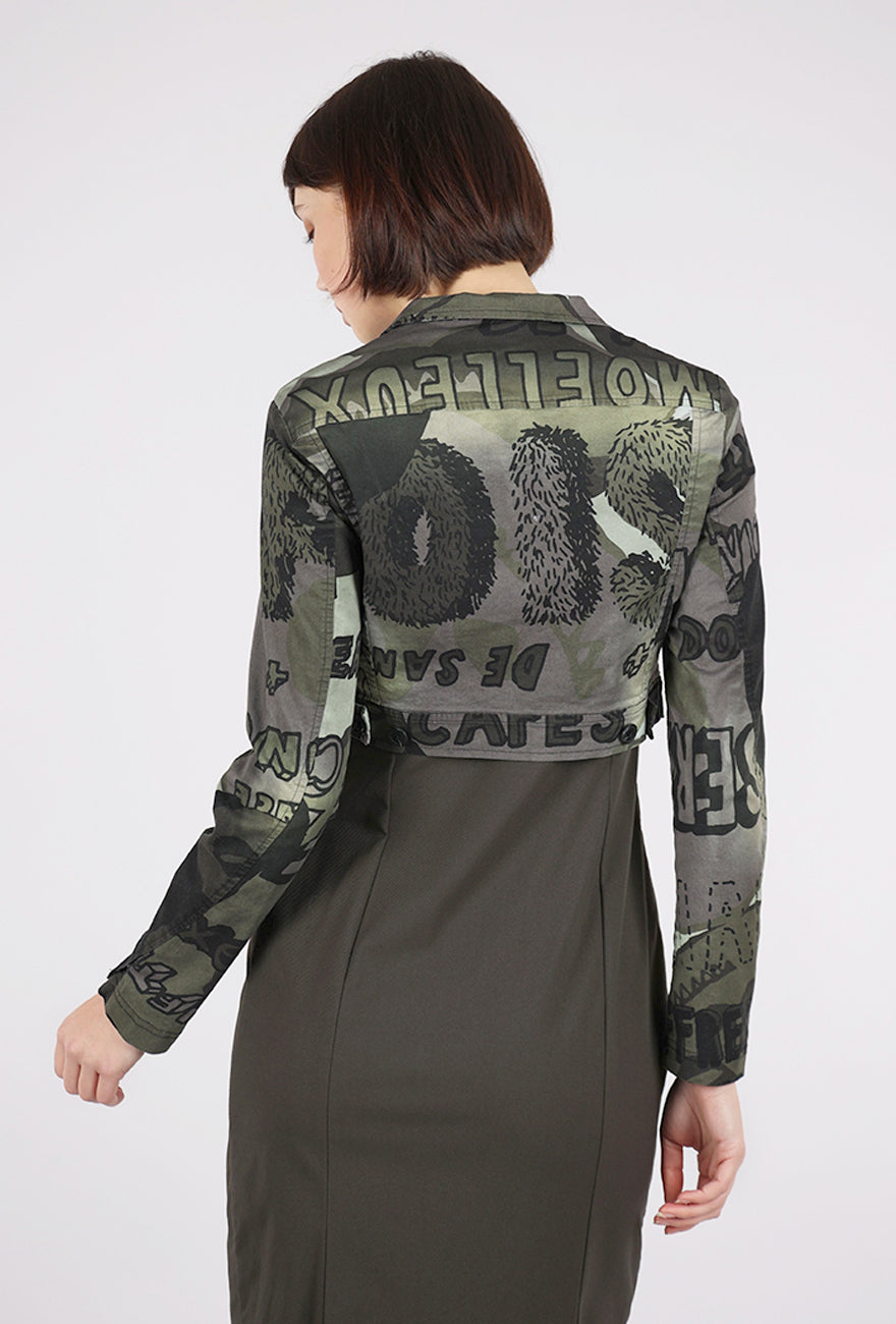 Rundholz Cropped Stretch Twill Jacket, Jungle Multi 