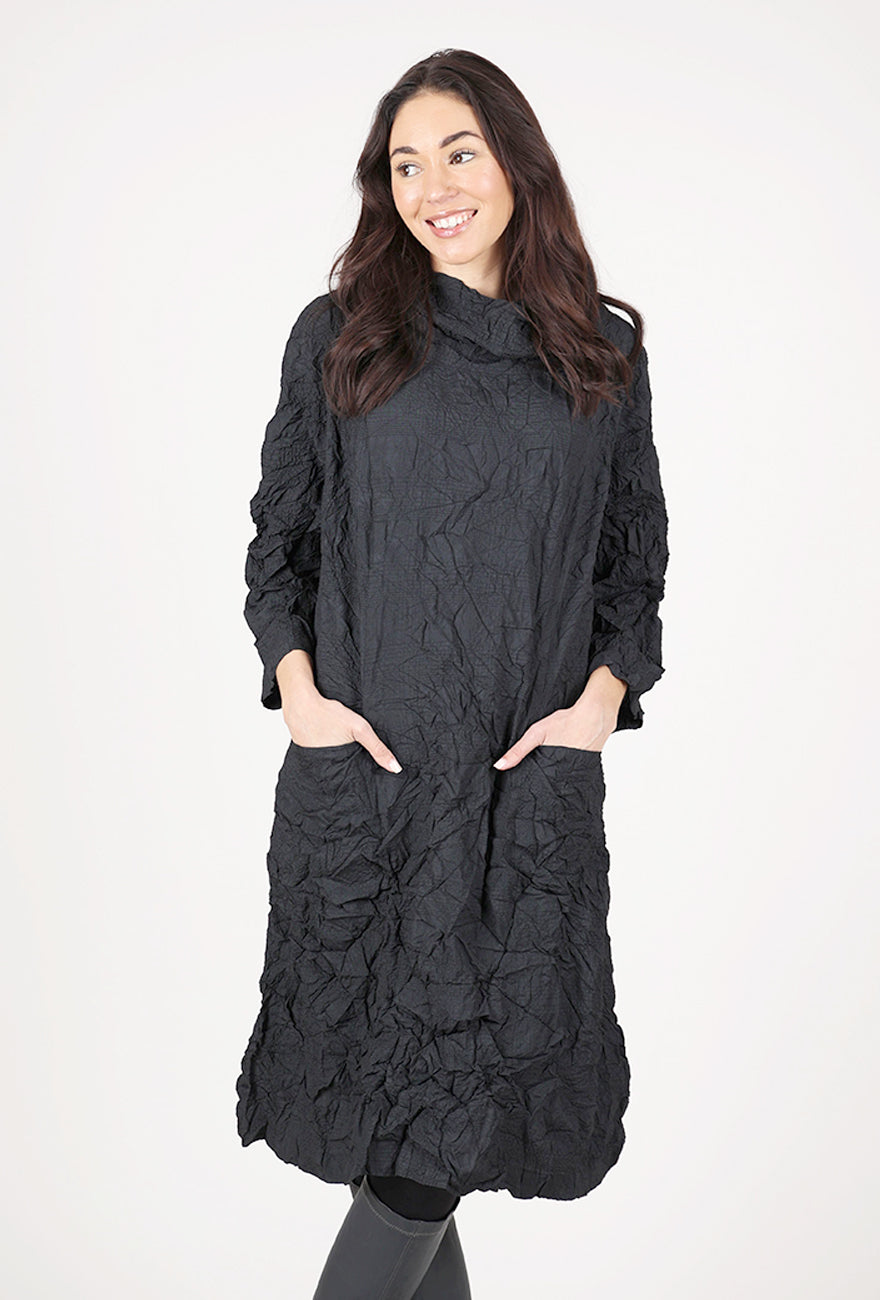 Olivia Crushed Travel Easy Cowl Dress, Black 