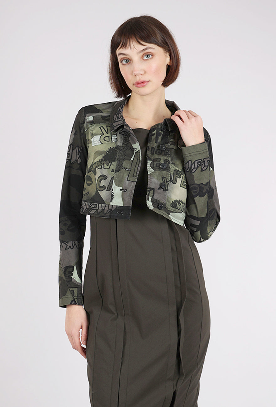 Rundholz Cropped Stretch Twill Jacket, Jungle Multi 