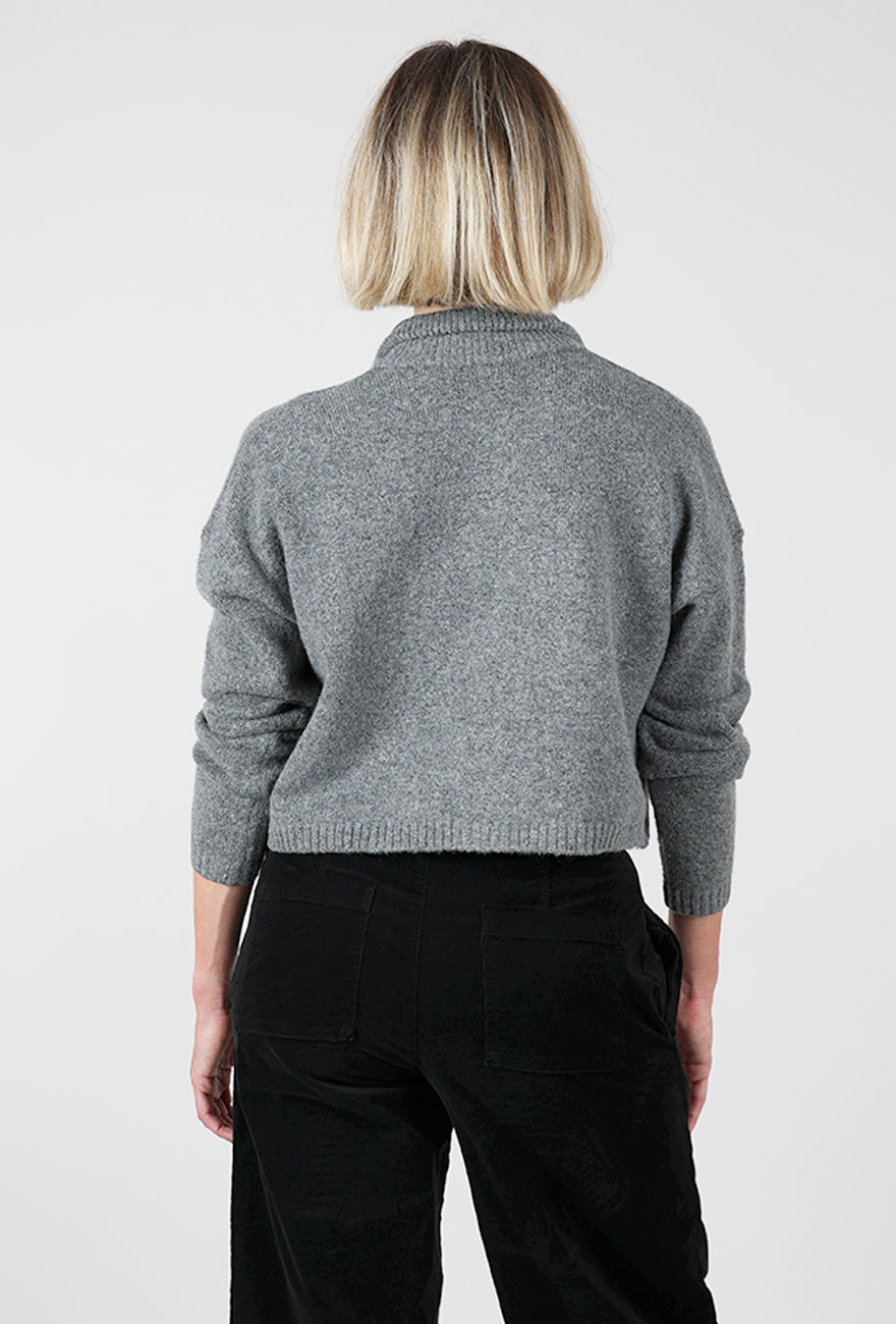 High Collar Cardie, Gray