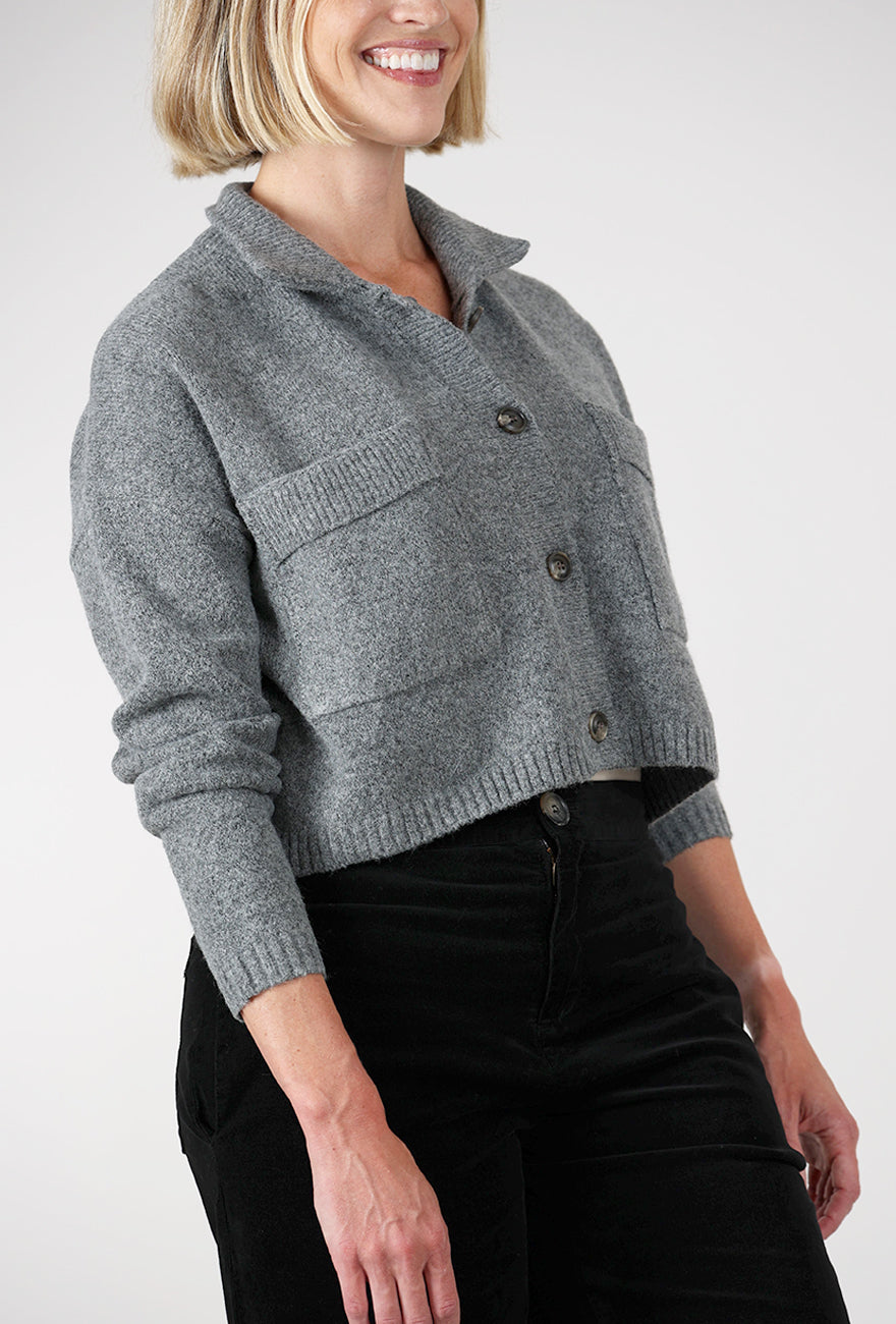 High Collar Cardie, Gray