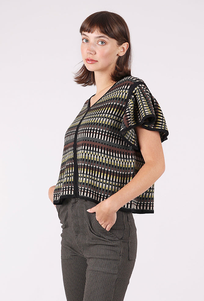 Grade & Gather Flutter Cap Slim Sweater, Deep Lake 