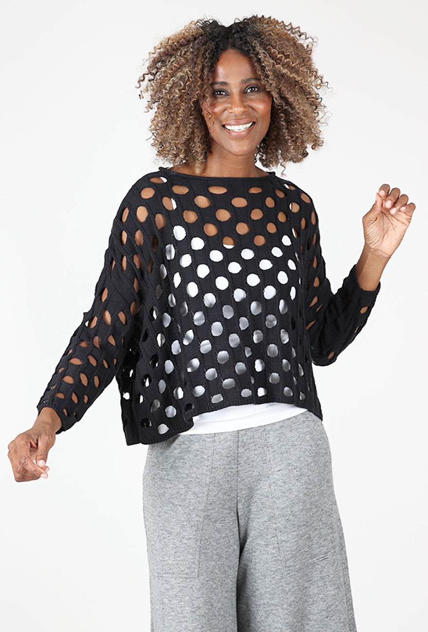 Open Weave Chic Topper, Black